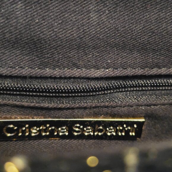 Anthropologie Cristina Sabatini Black White Gold Tweed Brielle Bag Clutch GUC. - Picture 7 of 16